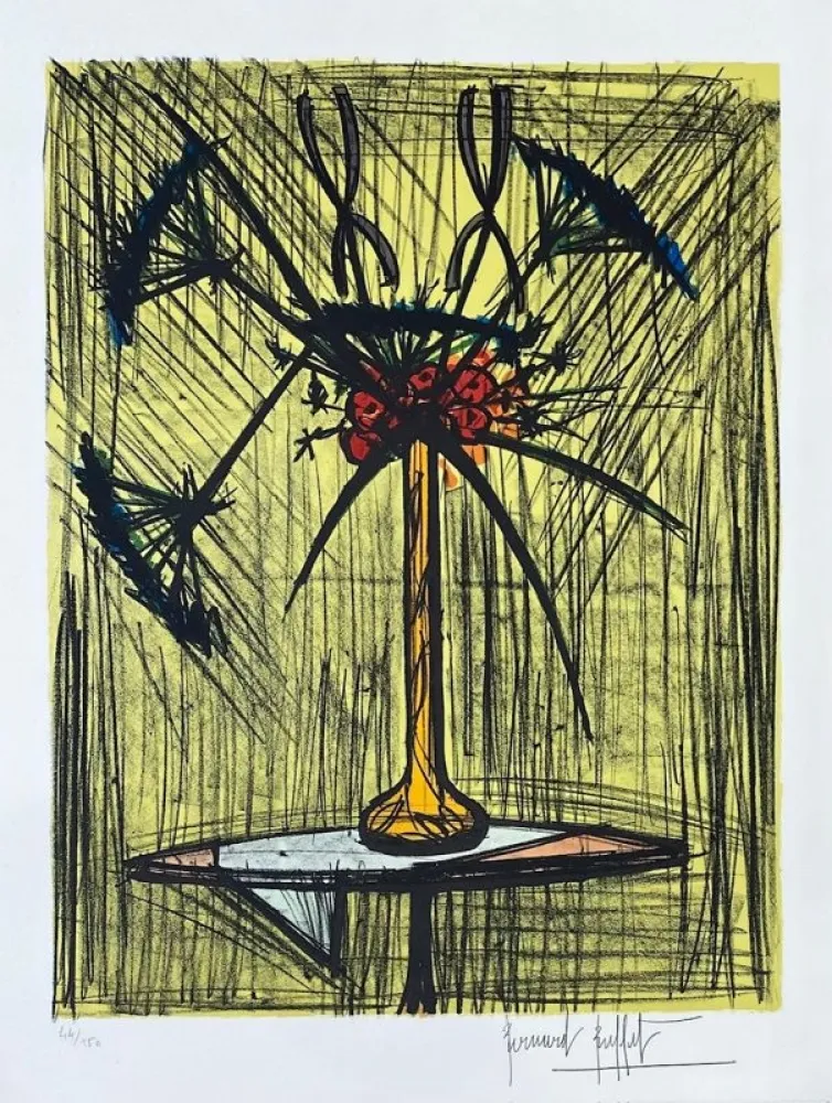 Lithografie Buffet - Ombelles et Iris 