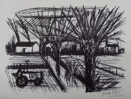 Lithografie Buffet - Paysage breton au tracteur