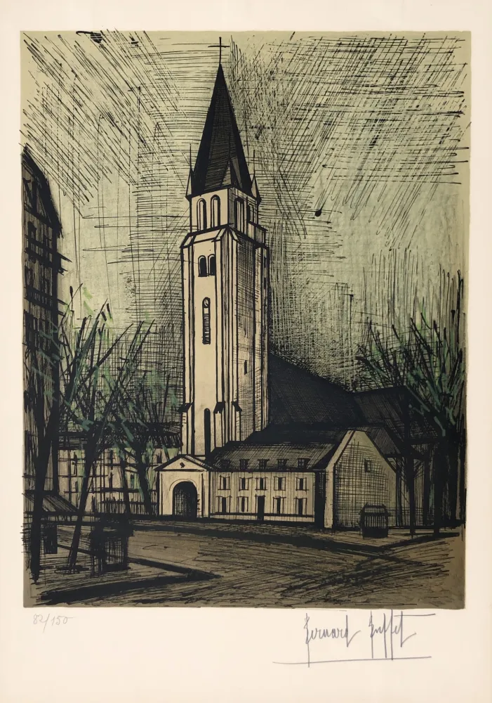 Lithografie Buffet - Place Saint-Germain-Des-Pres