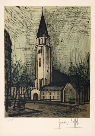 Lithografie Buffet - Place Saint-Germain-Des-Pres