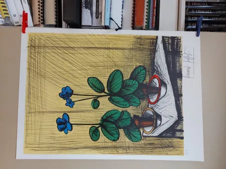 Lithografie Buffet - Primevères bleues (1980)