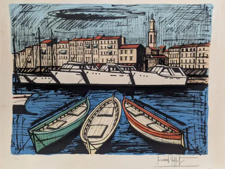 Lithografie Buffet - Saint-Tropez, les yachts 