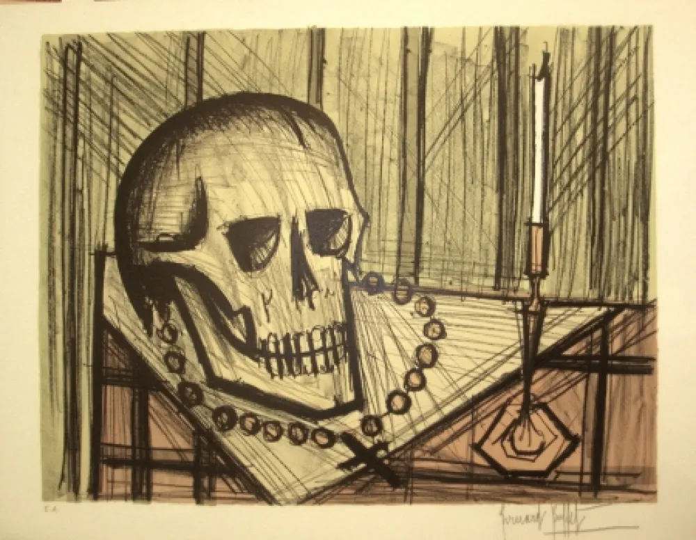 Lithografie Buffet - Vanité au crâne