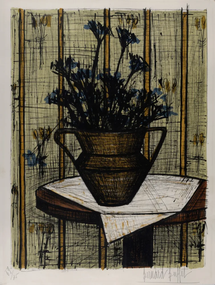 Lithografie Buffet - Vase de fleurs, 1964