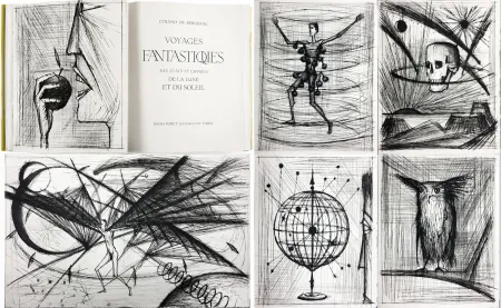 Geïllustreerd Boek Buffet - VOYAGES FANTASTIQUES AUX ÉTATS ET EMPIRES DE LA LUNE ET DU SOLEIL (Cyrano de Bergerac) 1958.