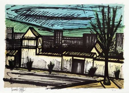 Lithografie Buffet - Vue depuis l'hôtel, Kyoto