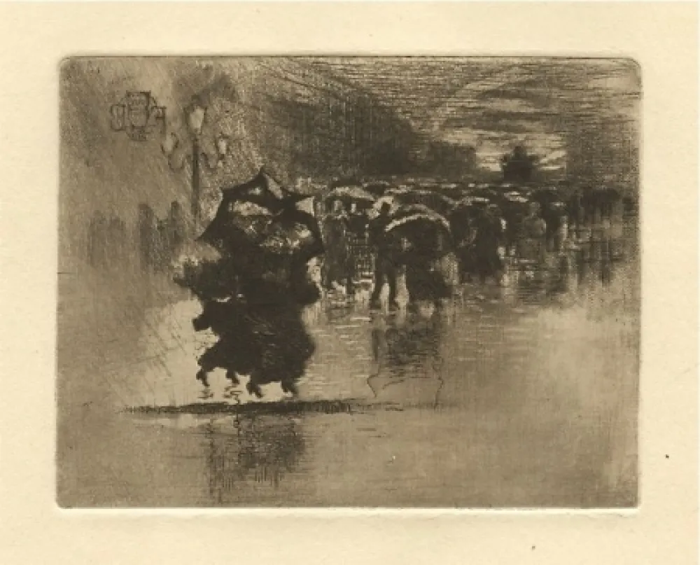 Ets En Aquatint Buhot - Le petit enterrement / Sous l'averse