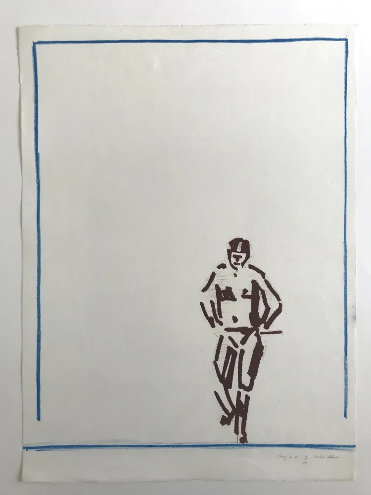 Lithografie Buraglio - Station debout