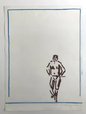 Lithografie Buraglio - Station debout