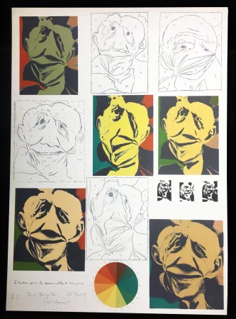 Lithografie Bury - Étude pour « Les Demoiselles d’Avignon », 1973.