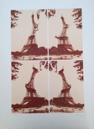 Lithografie Bury - Quatre tours Eiffel juxtaposées