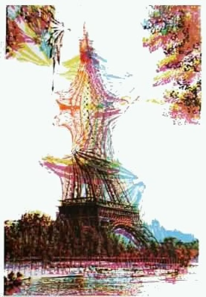 Lithografie Bury - Quatre tours Eiffel superposées
