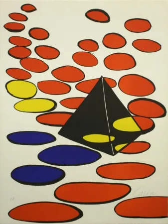 Lithografie Calder - BLACK PYRAMID WITH CIRCLE 