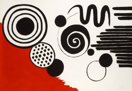 Lithografie Calder - Composition au serpent noir