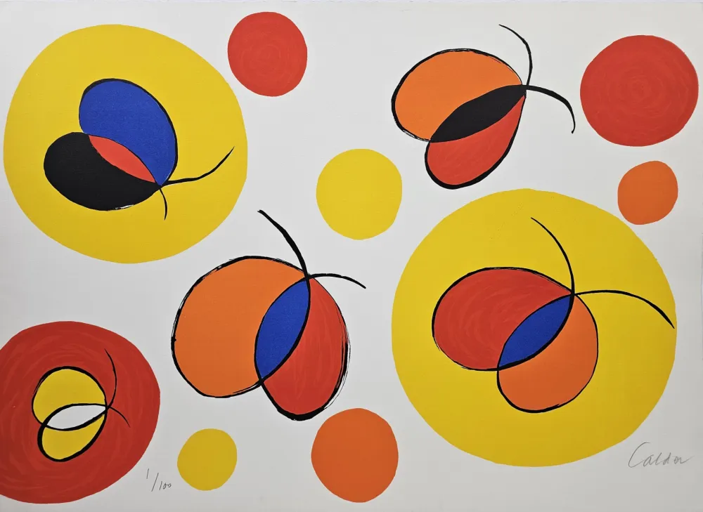 Lithografie Calder - Composition with Butterflies