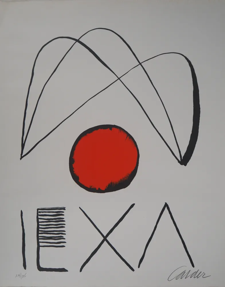 Lithografie Calder - IEXA : Strings and Red Ball