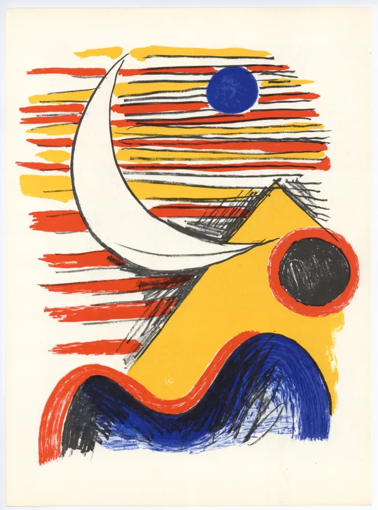 Lithografie Calder - La Lune et la Montagne Jaune