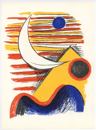 Lithografie Calder - La Lune et la Montagne Jaune