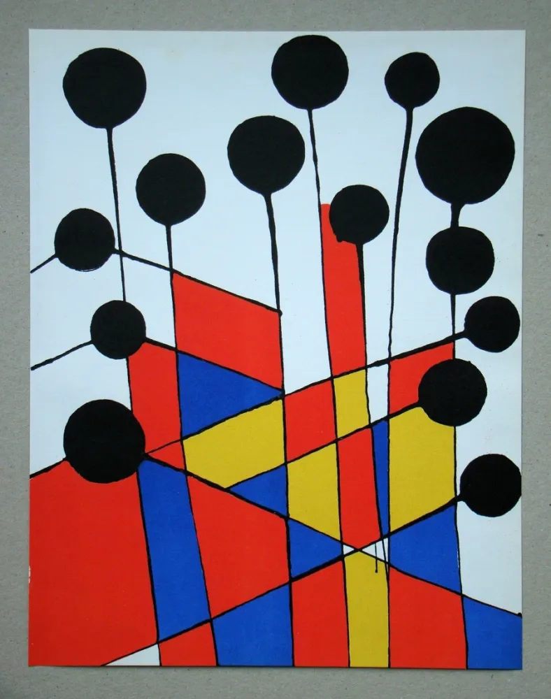 Lithografie Calder - Mosaique et ballons noirs