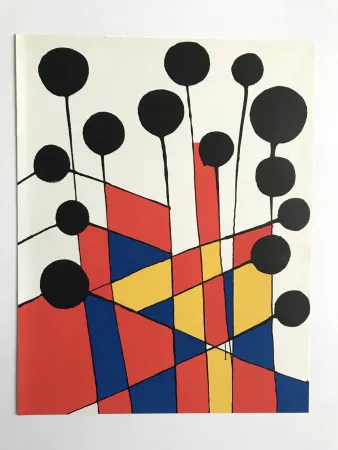 Lithografie Calder - Mosaïque et ballons noirs