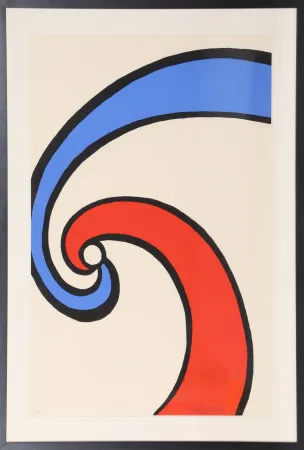 Lithografie Calder - Red and Blue Swirl (Wave)