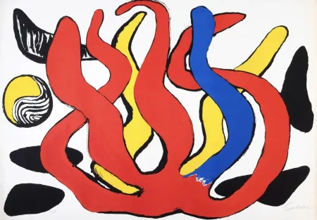 Lithografie Calder - Red, Yellow and Blue Coral with Shells