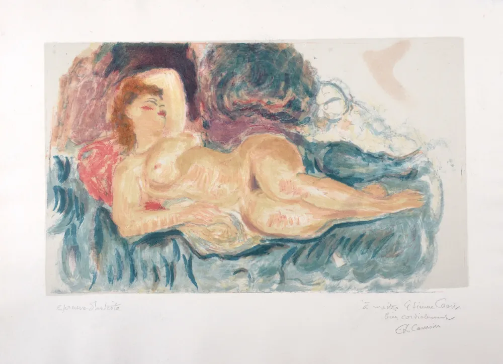 Lithografie Camoin - Femme nue allongée, circa 1950 - Hand-signed
