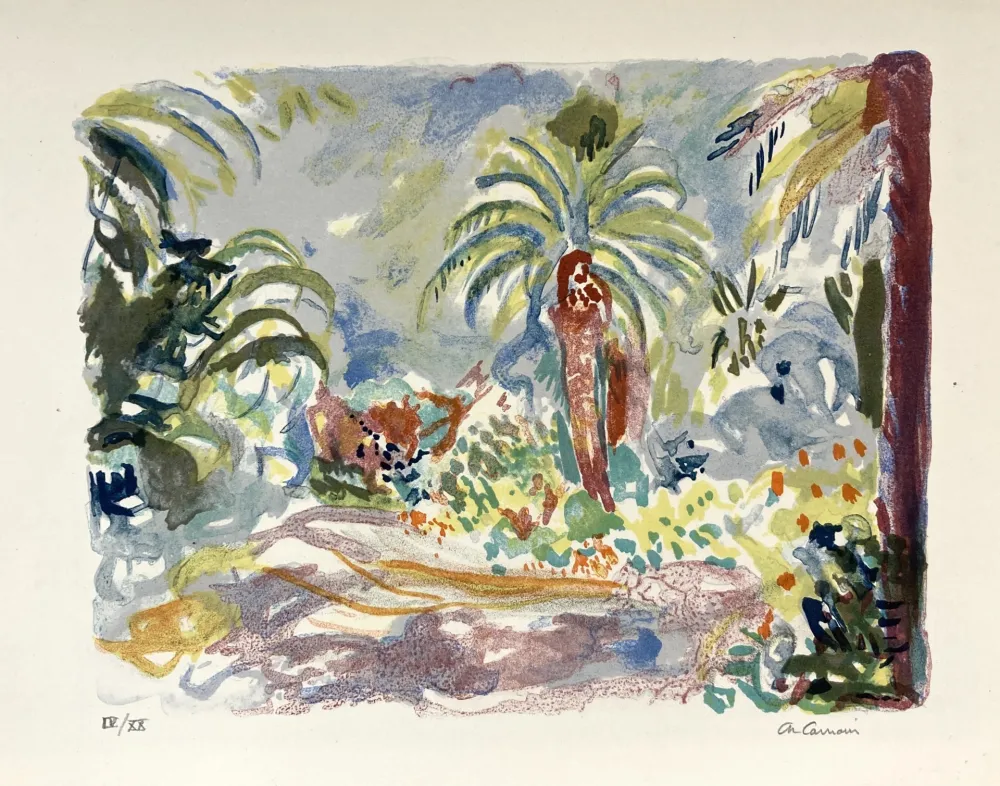 Lithografie Camoin - Jardin exotique. 
