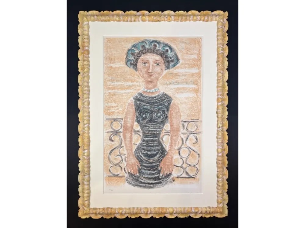Lithografie Campigli - Donna al balcone