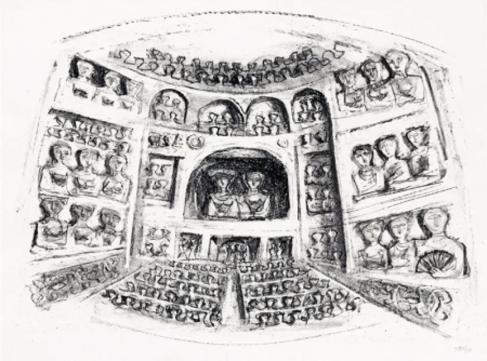 Lithografie Campigli - Teatro