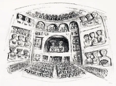 Lithografie Campigli - Teatro