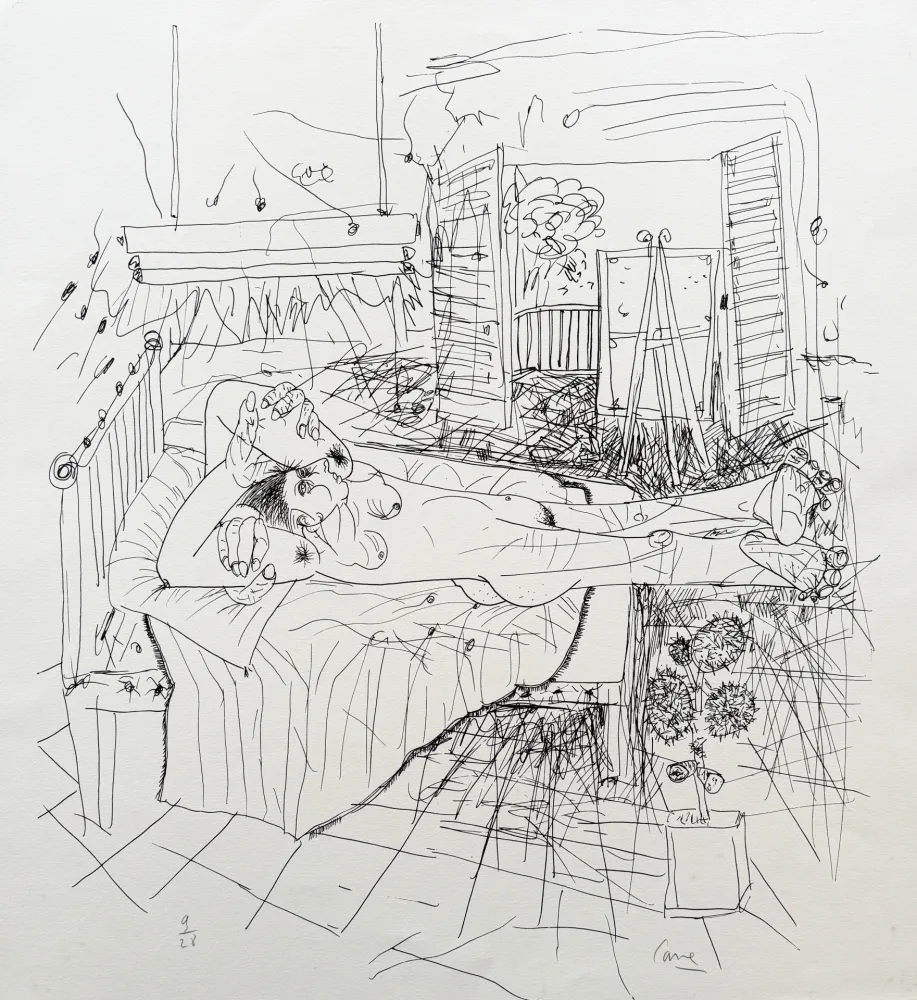 Lithografie Cane - Nu à l'atelier III