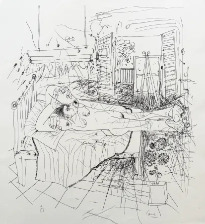 Lithografie Cane - Nu à l'atelier III