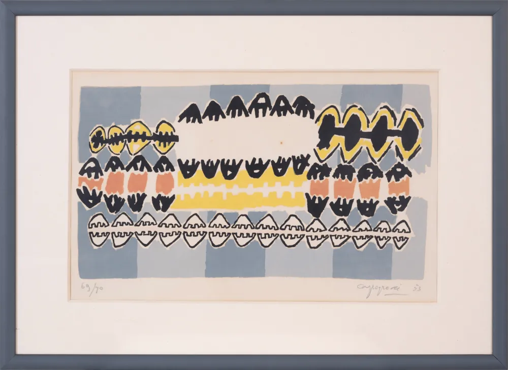 Lithografie Capogrossi - Giuseppe Capogrossi (1900-1972) - Coloured lithograph on paper - 1953