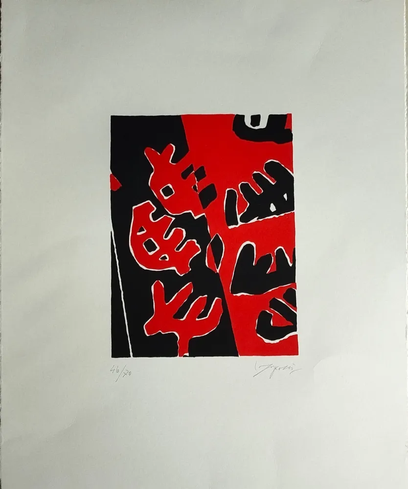 Lithografie Capogrossi - Senza Titolo (Rosso e Nero)