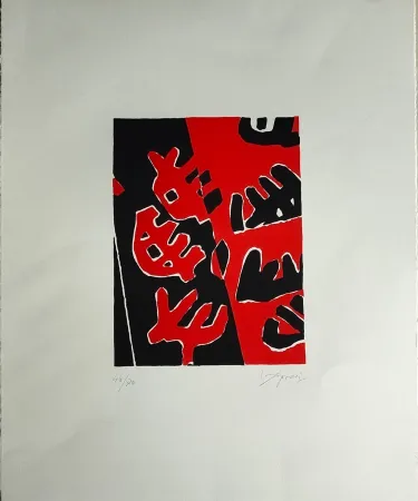 Lithografie Capogrossi - Senza Titolo (Rosso e Nero)