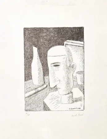 Lithografie Carra - Carlo Carrà (1881–1966) – Gentiluomo ubriaco – Zinc lithograph – 1949