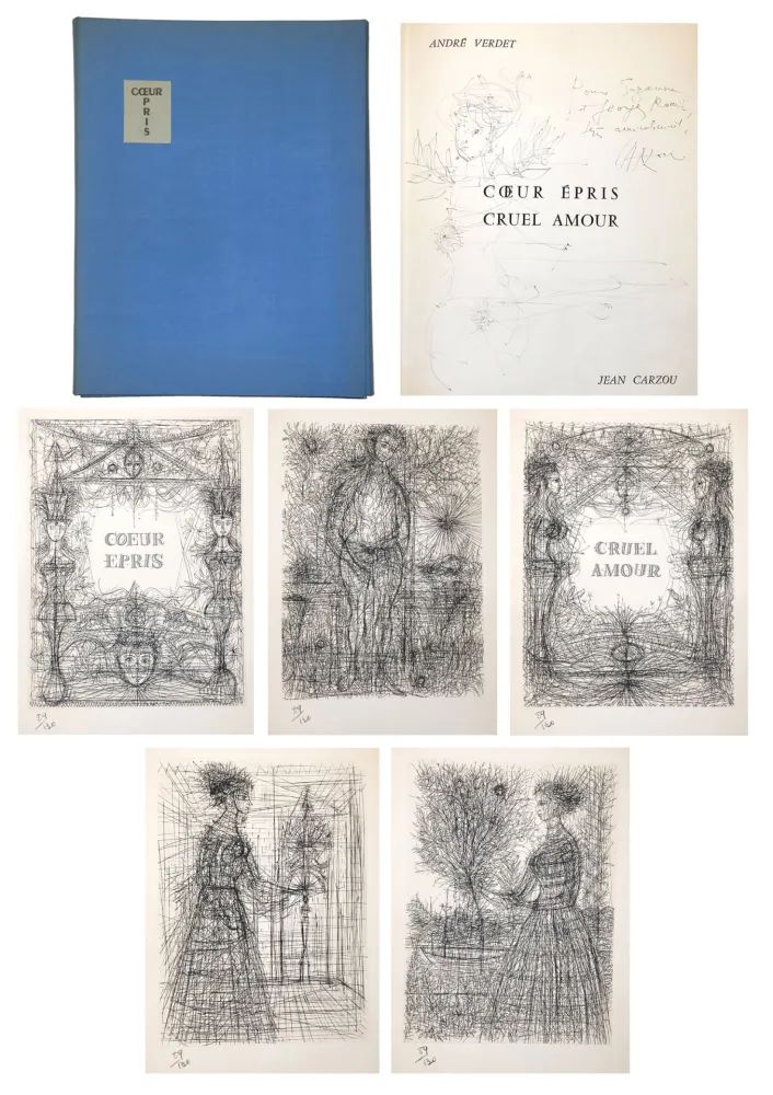 Geïllustreerd Boek Carzou - André VERDET Coeur épris, cruel amour. Pointes sèches originales de Jean Carzou