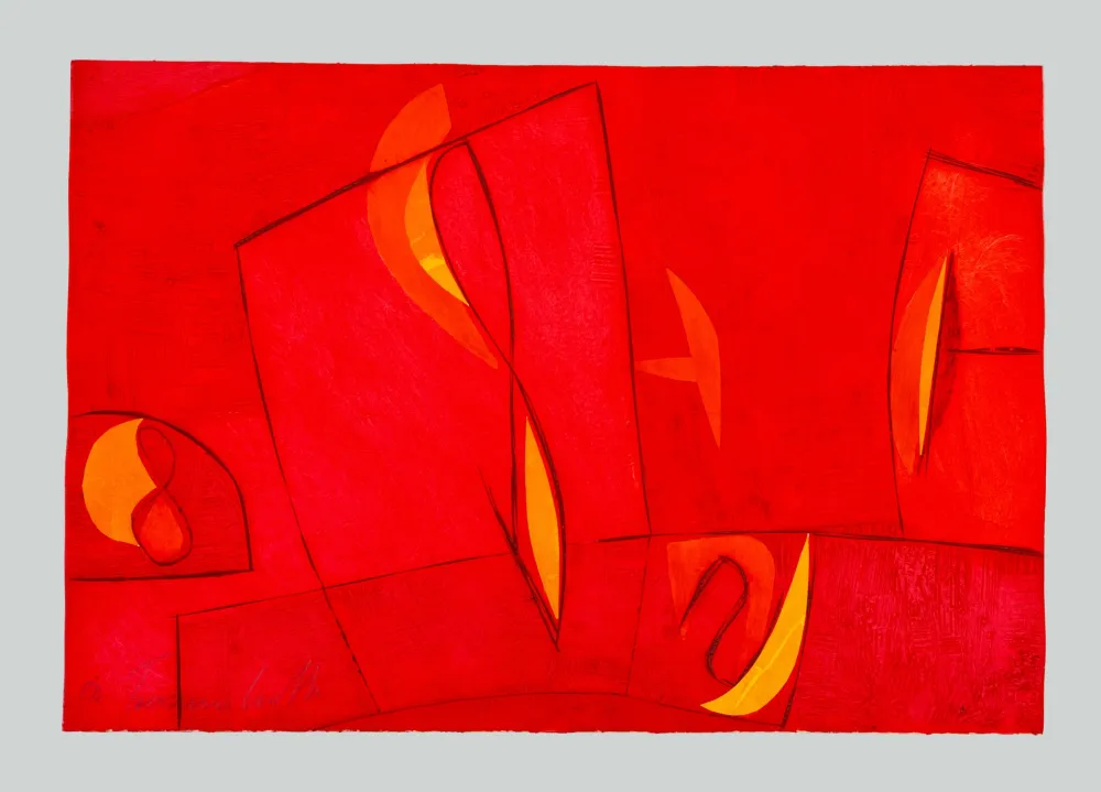 Ets En Aquatint Cascella - Composizione rossa