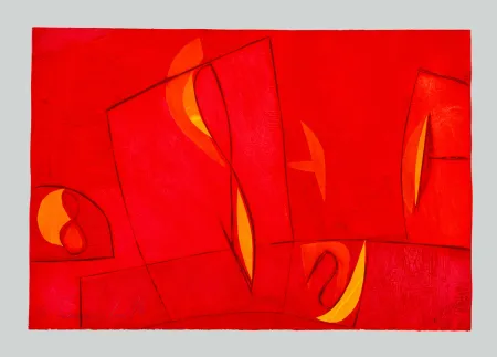 Ets En Aquatint Cascella - Composizione rossa