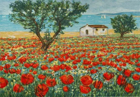 Zeefdruk Cascella - Paesaggio