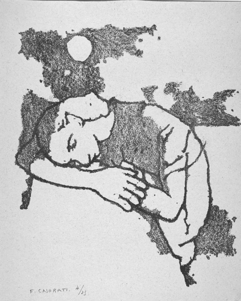 Lithografie Casorati - Donna dormiente