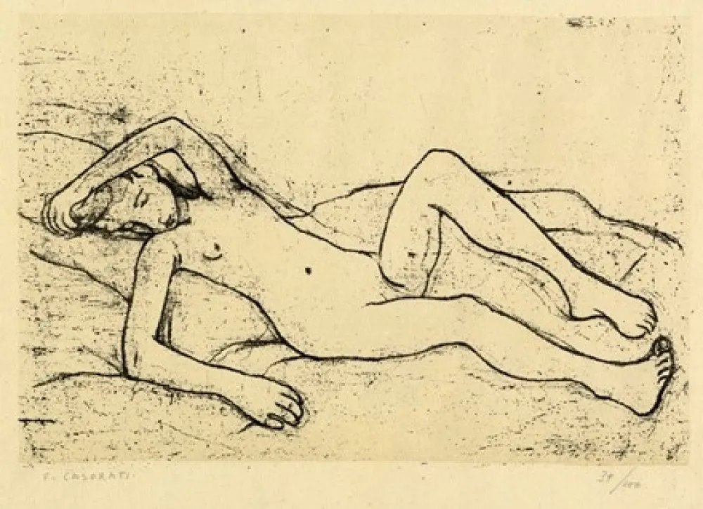 Lithografie Casorati - Nudo disteso