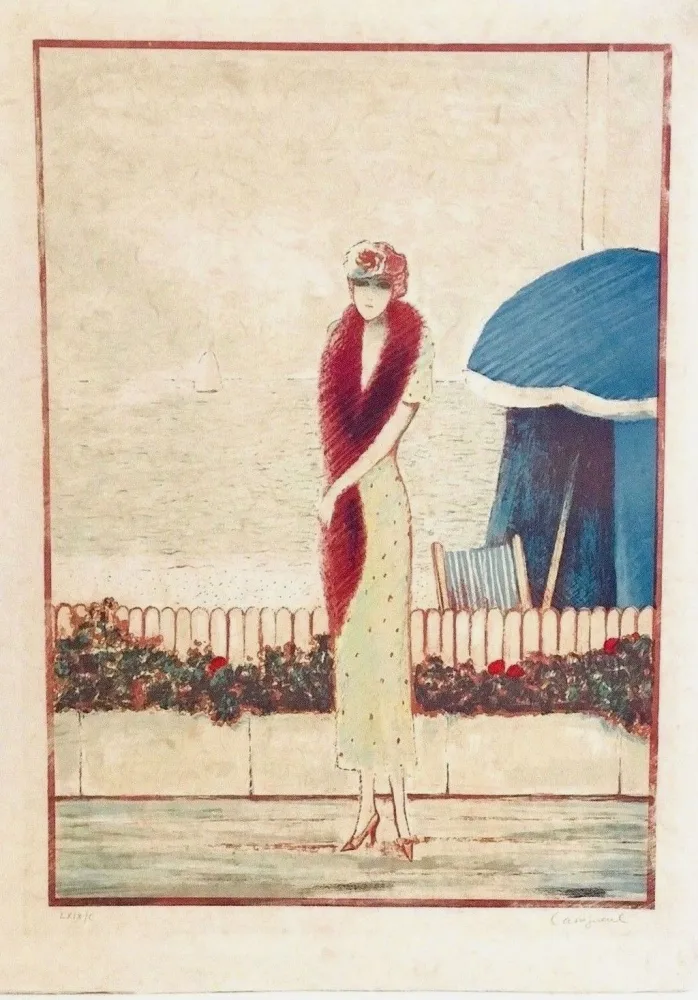 Lithografie Cassigneul  - Femme au Fox