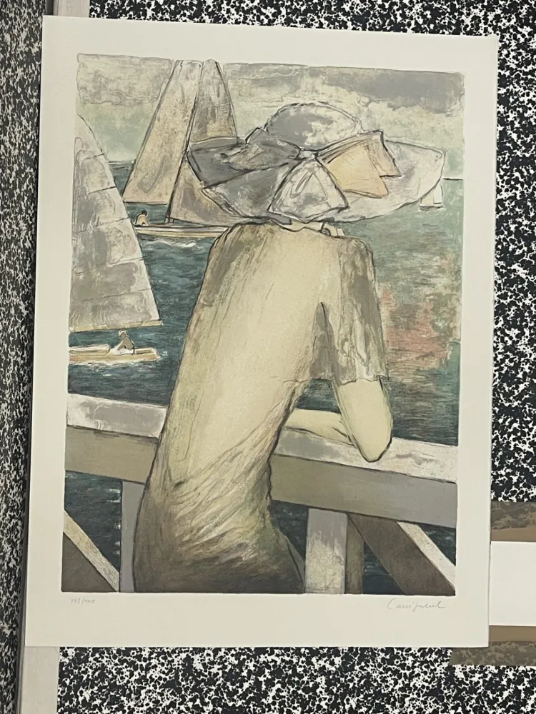 Lithografie Cassigneul  -  INCONNUE DEVANT LA MER (1976) CR 126(1976)