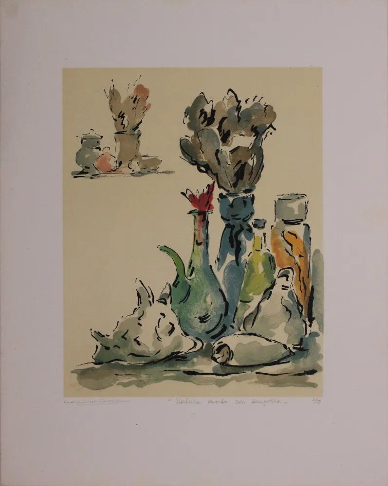 Lithografie Castellani - Natura morta con ampolla