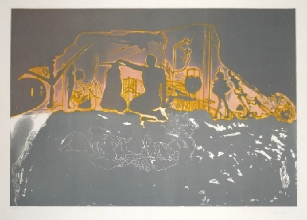 Ets En Aquatint Castillo - Jardin de noche