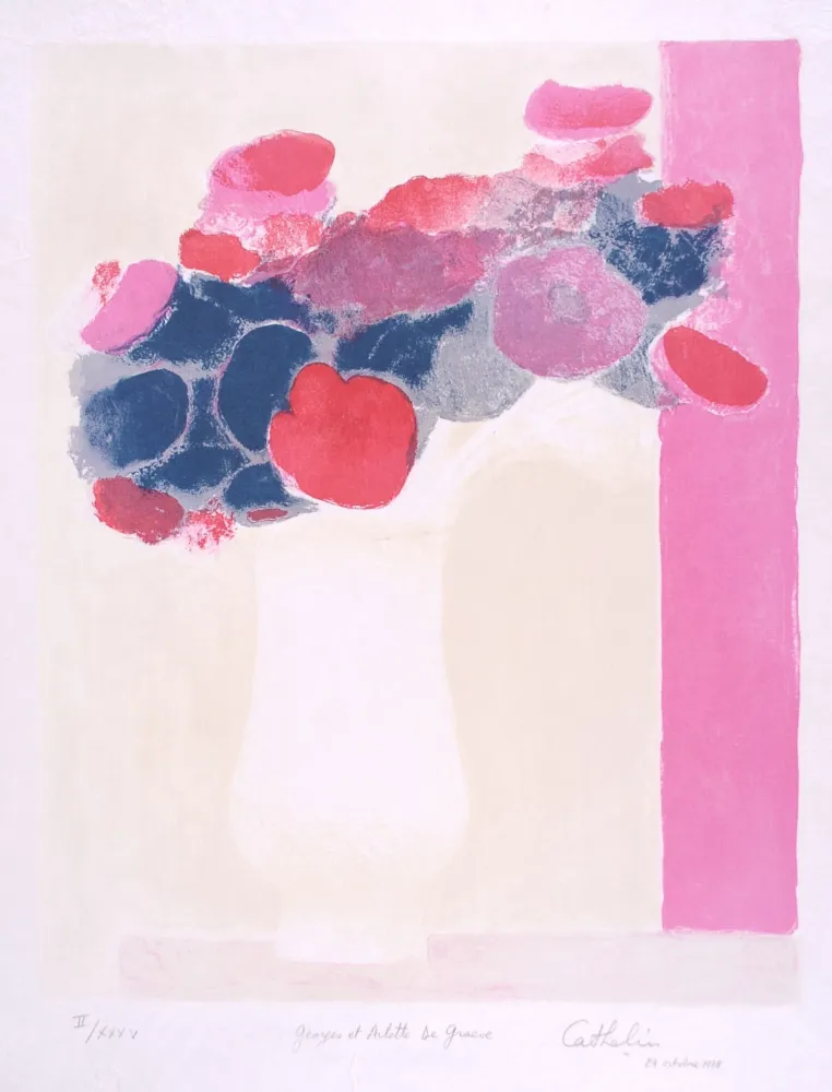 Lithografie Cathelin - Anémones 2 - Anemones 2