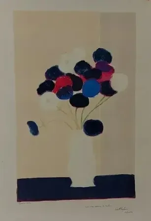 Lithografie Cathelin - Anémones à la table noire  (1989  ) 