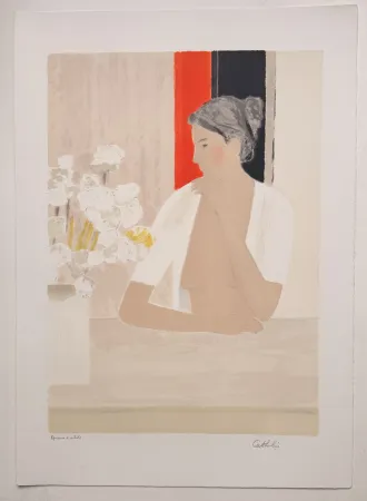Lithografie Cathelin - Le bouquet blanc
